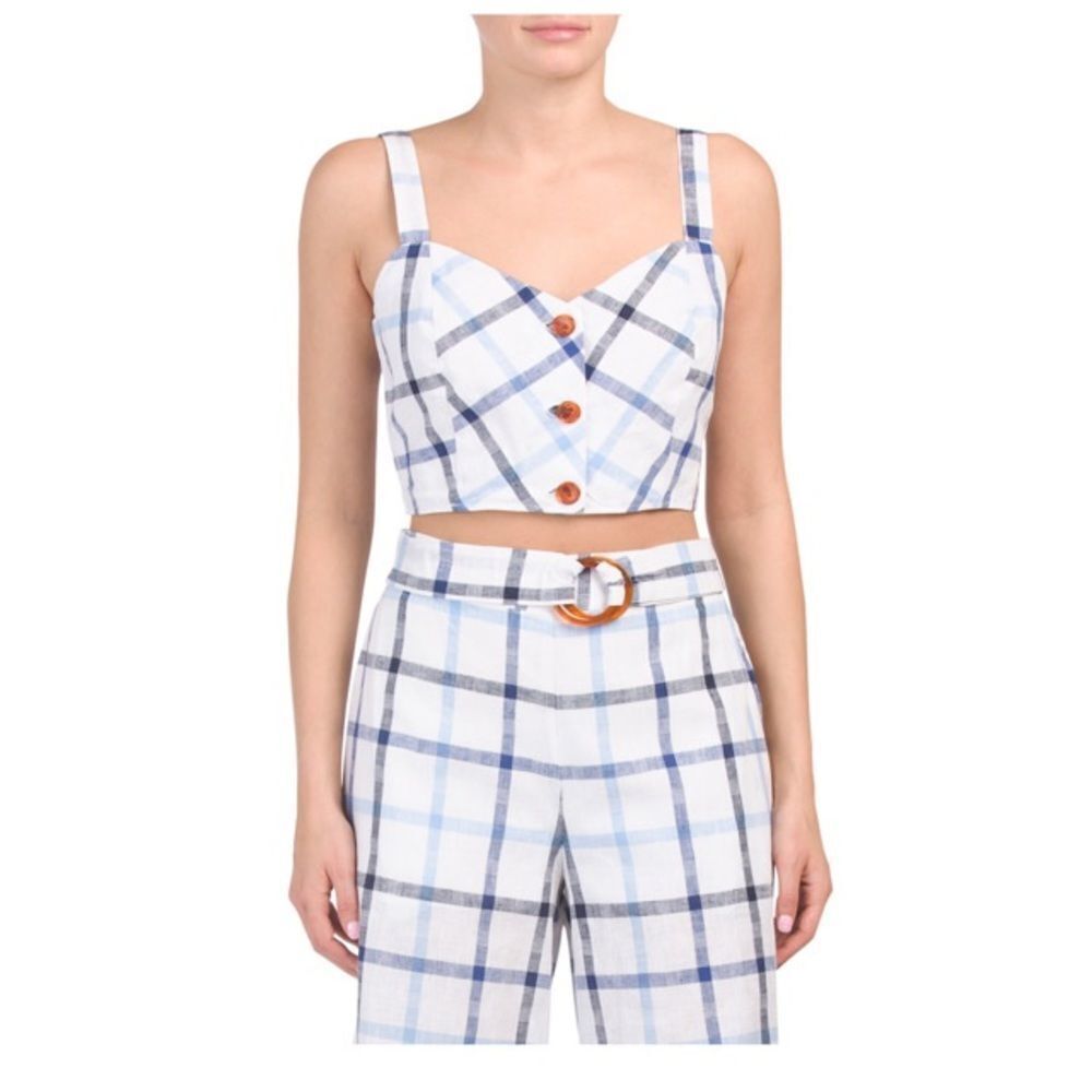 Red Carter Linen Plaid Set - Picture 3 of 7